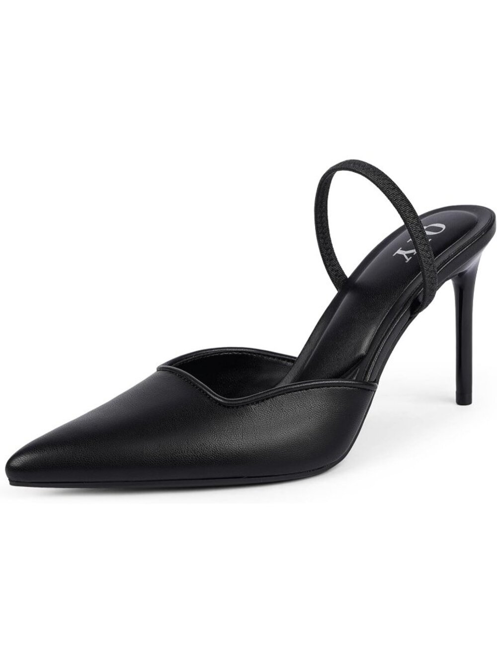 Women's Black Pu Leather Closed Pointed Toe Slip on Backless High Heel Sandal